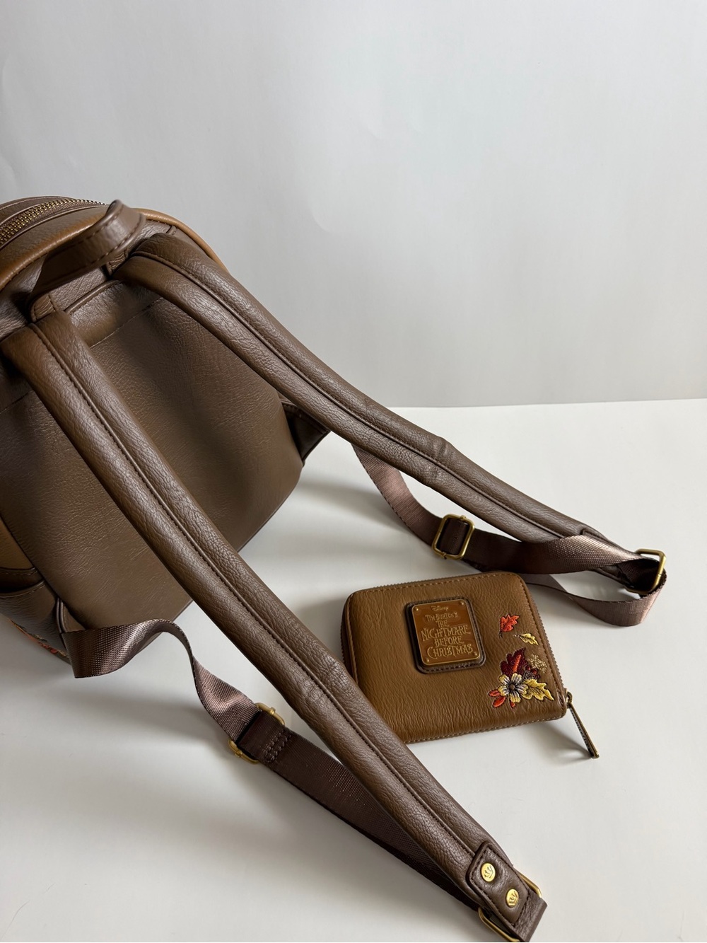 The Nightmare Before Christmas Brown Embroidered Loungefly Backpack & Wallet Set - Picture 3 of 7